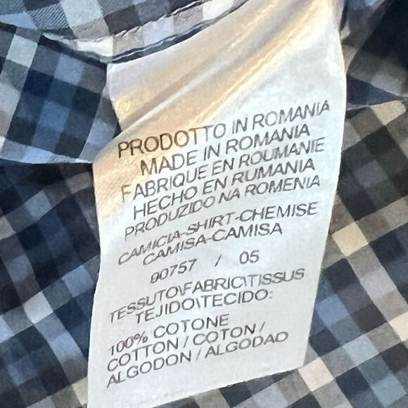 Pal Zileri Long Sleeve Button-front Shirt Sz 42 L Blue & White Checkered - Picture 6 of 7